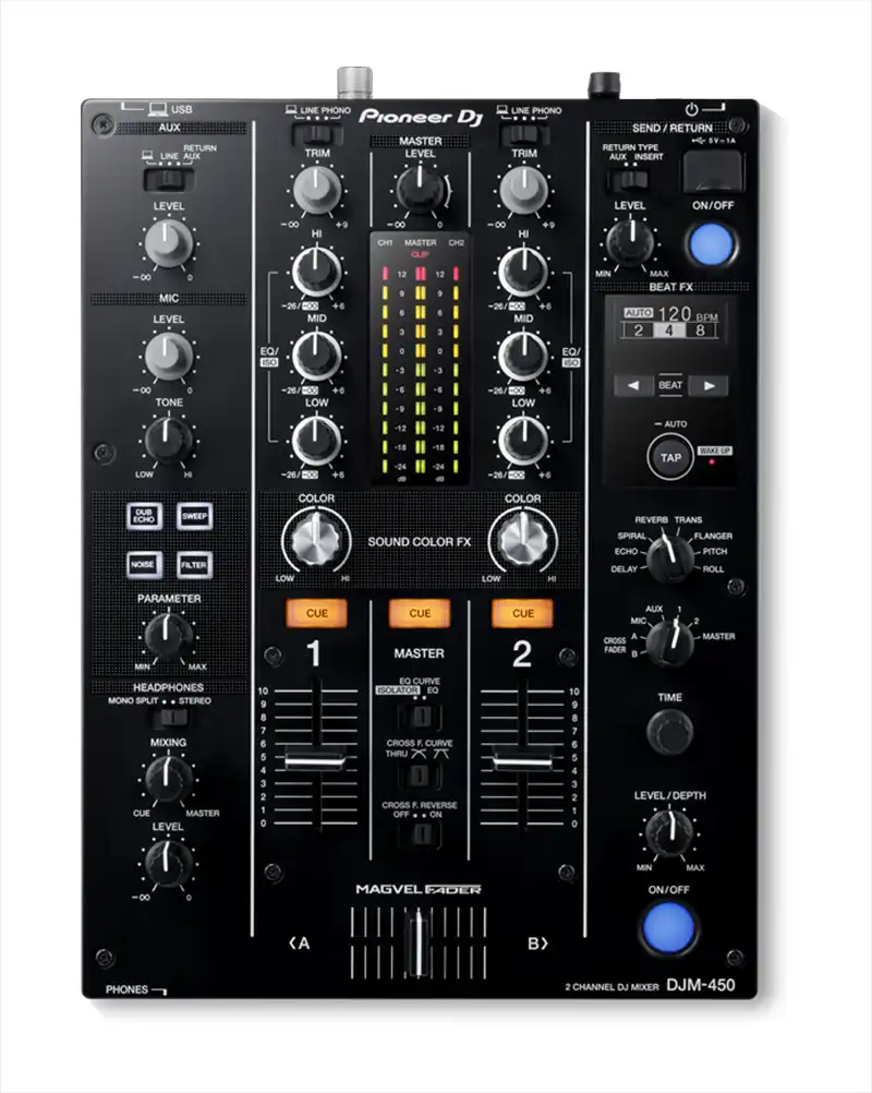 Pioneer dj djm 450 2 channel dj mixer top
