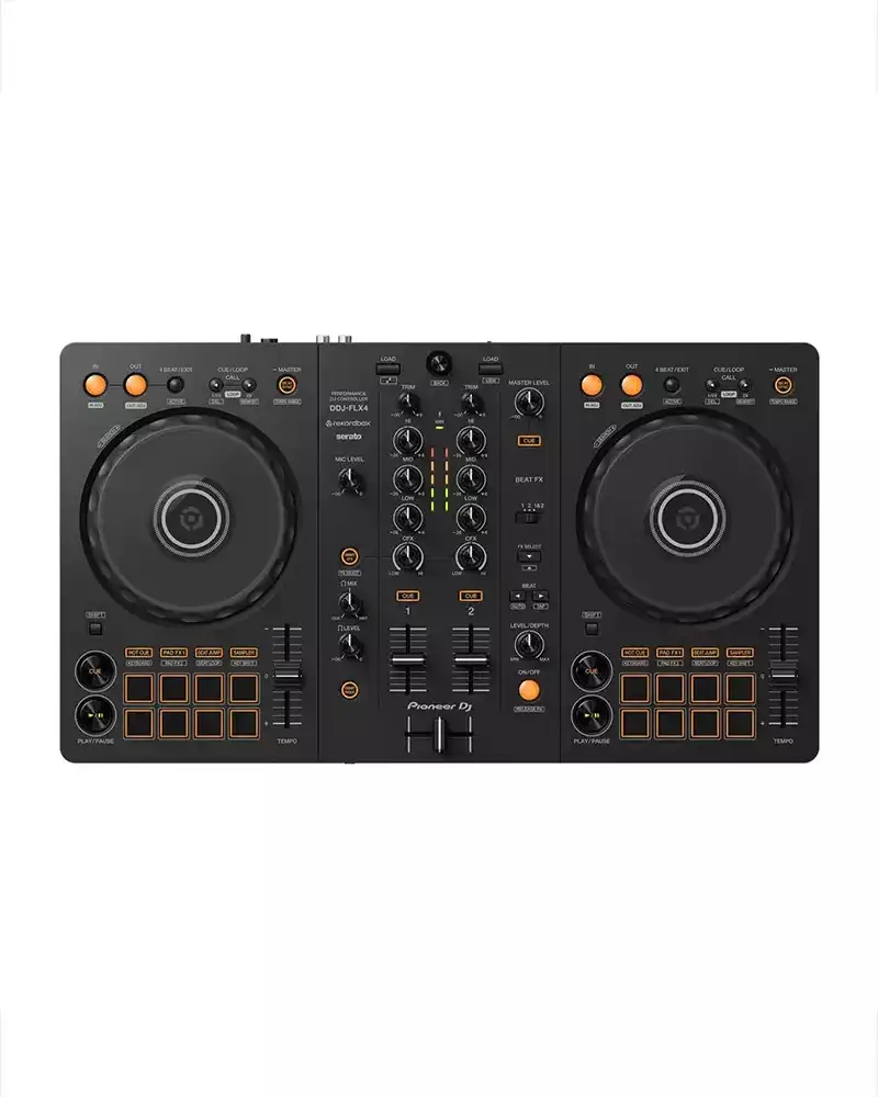 Pioneer DJ two deck controller with jog wheels, performance pads and a built in mixer