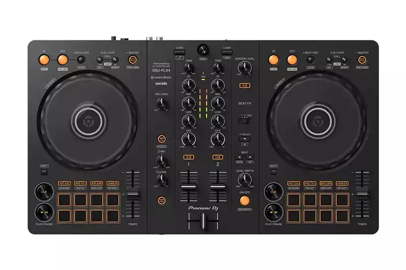 Pioneer DJ two deck controller with jog wheels, performance pads and a built in mixer